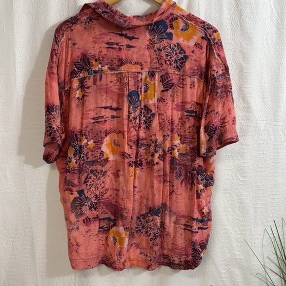We The Free Good Vibes Coral Floral Button Down Blouse Size Xs - Picture 7 of 7